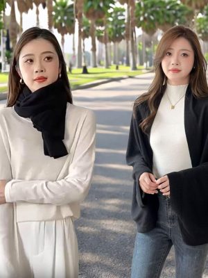 Faux Cashmere Warm DualPurpose Shawl Scarf Cardigan Women's Winter Soft Lightweight Shrug Wraps with Sleeves