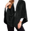Flannel Faux Poncho for Women Lightweigh Blanket Warm TV Shawl Winter Coat Sweater Cape