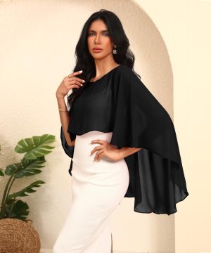 Chiffon Sheer Shawl Wraps Women's Girls Shrug for Evening Dress Wedding Cape Cover Up 1920s Shawl