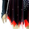 Black Red Figure Skating Costumes - Custom Made Skating Skirts & Long Sleeve Ladies' Costumes