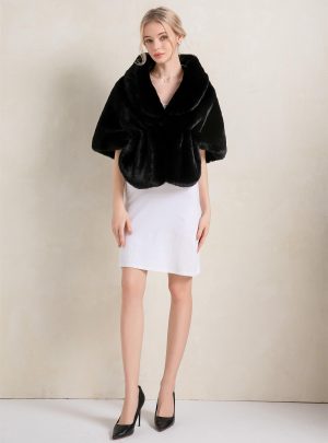 Faux Fur Shawls and Wraps For Women Stole Bridal Bridesmaids Warm Womens Cloak Cape Coat For Wedding Party