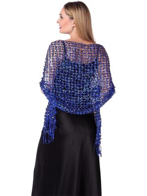 Elerevyo Women Sequin Shawls and Wraps for Evening Dresses, Fringed Sparkly Dressy Scarf for Wedding Party