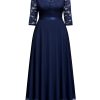 Women's Formal Floral Lace V Neck Plus Size Bridesmaid Party Maxi Dress