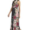 Women's Sleeveless Mock Neck Maxi Elegant Floral Print for Wedding Guest-Versatile Formal Dresses