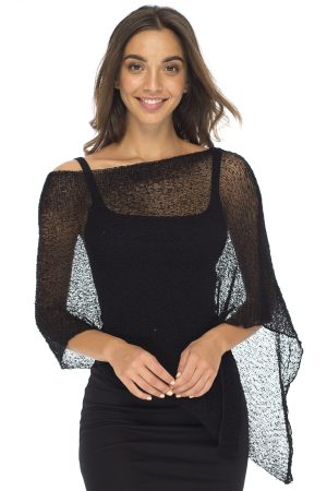 Womens Sheer Poncho Shrug Bolero, Lightweight Summer Shrug Pullover Sweater
