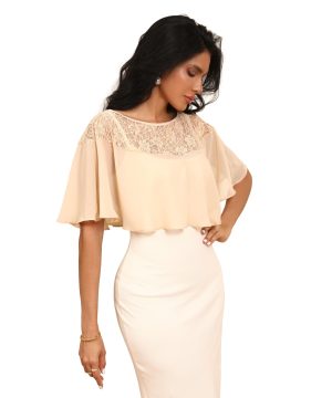 Chiffon Lace Shawl Wraps Women's Girls Cape Shrug for Evening Dress Wedding Capelet Cover Up