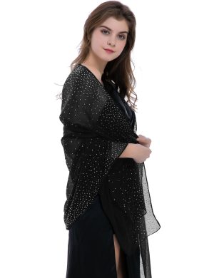 Starry Night Shawls and Wraps for Evening Dresses, Shiny Scarf for Women’s Formal Wear
