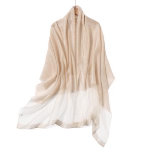 Women's Gold Trim Silk Scarf Shawl Wrap - Elegant Accessory for Evening Dress - Gift Packaged