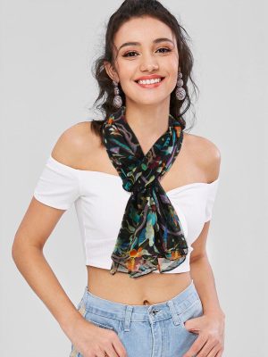 Scarfs for Women Lightweight Floral Birds Print Cotton Scarves and Wraps for Summer Shawl