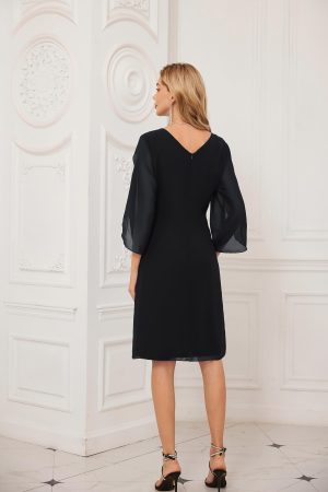 Womens Chiffon Dresses Flutter Sleeve Party Wedding Cocktail Dress Size 8-20