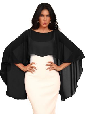 Chiffon Sheer Shawl Wraps Women's Girls Shrug for Evening Dress Wedding Cape Cover Up 1920s Shawl