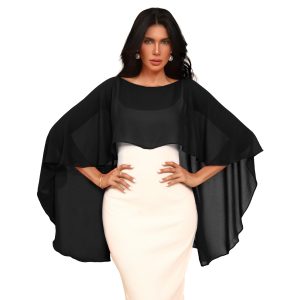 Chiffon Sheer Shawl Wraps Women's Girls Shrug for Evening Dress Wedding Cape Cover Up 1920s Shawl