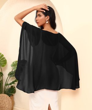 Chiffon Sheer Shawl Wraps Women's Girls Shrug for Evening Dress Wedding Cape Cover Up 1920s Shawl