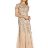Women's Floral Beaded Godet Gown