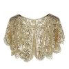 1920s Shawl Wraps Women's Sequin Beaded Bridal Shawl Gatsby Cape Evening Bolero Wedding Party Bridal Cover Up