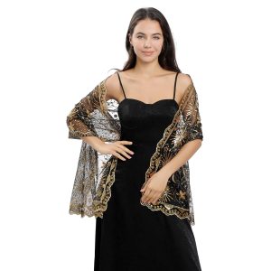 Sequin Lace Shawl Wrap, Evening Formal Sheer Shawls for Women Dressy Cover Up, Girls Wraps and Shawls