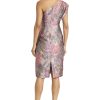 Women's One Shoulder Metallic Jacquard Evening Fitted Special Occasion Cocktail Dress