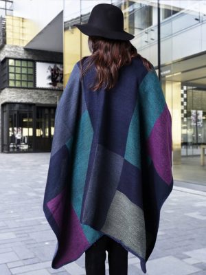 Pashmina Shawls and Wraps, Warm Knit Ruana Ponchos for Women, Open Front Cardigan Shawl Poncho Sweater Women