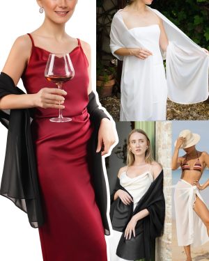 Chiffon Shawl Wraps for Women Evening Dresses Soft Scarf Formal Wedding Bridal Scarves