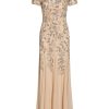 Women's Floral Beaded Godet Gown