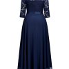 Women's Formal Floral Lace V Neck Plus Size Bridesmaid Party Maxi Dress