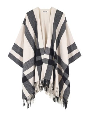 Women's Travel Plaid Shawl Wrap Open Front Poncho Cape for Fall Winter