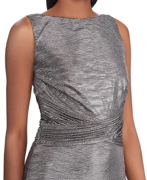 Womens Dilamana Gathered Sleeveless Evening Dress Gray 6