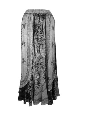 Women's 2025 Summer Winter Rayon Velvet Vintage Boho Embroidered High Waist Maxi Skirt - Long Skirts for Women