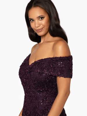 womens Off the Shoulder Sweetheart Neckline Long Lace Dress (Standard & Petite) Special Occasion Dress