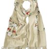 Women's Embroidered Tassel Long Shawl Oversize Scarf Wraps for Women