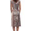 Women's Sequin Mock Neck Midi Dress with Slit
