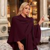 Womens Elegant Cross Front Shawl Wraps Knitted Ponchos Cape Light Weight Poncho Sweater Soft Warm Travel Wraps