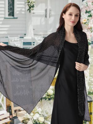 Shawl and Wraps for Evening Dresses, Soft Sheer Chiffon Sparkly Rhinestone Wedding Scarf Formal Shawl Wraps for Women