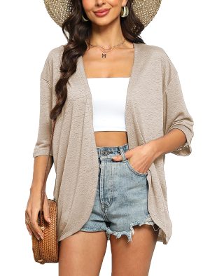 Womens Summer Cardigan Lightweight Short Sleeve Kimono Cardigans Beach Vacation Cover up