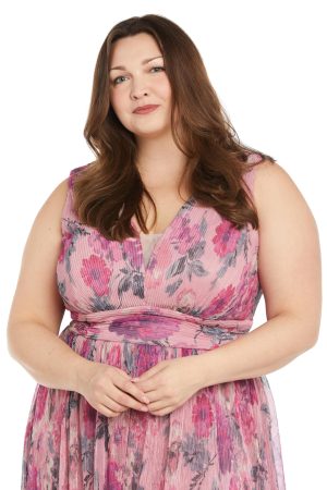 Womens Plus Metallic Mesh Evening Dress