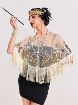 Women's 1920s Shawl Wraps,Sequin Beaded Flapper Evening Shawls for women formal/Party/Wedding/Formal/Harlem night