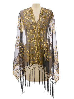 Women's 1920s Long Shawl Wraps,Sequin Flapper Evening Shawls for women formal/Party/Wedding/Formal/Harlem night