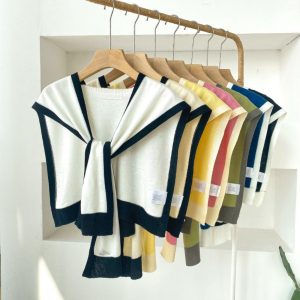 Women’s Casual Y2K Shawl Wraps Knitted Tie Up Knotted Shoulder Cape Fashion Shawls Scarf Cape