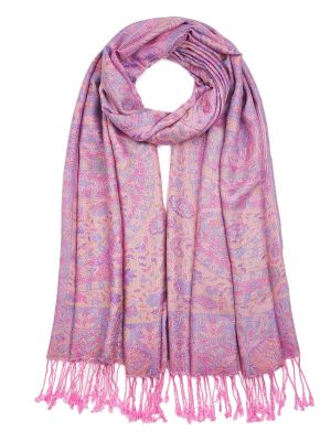 Paisley Pashmina Shawls and Wraps for Women Reversible Jacquard Festival Rave Pashmina Scarves with Fringe Vintage