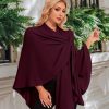 Womens Elegant Cross Front Shawl Wraps Knitted Ponchos Cape Light Weight Poncho Sweater Soft Warm Travel Wraps