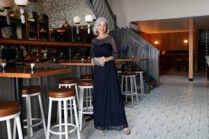 Women's Long A-line Mother of The Bride Dress with Illusion Neck and Sleeves (Petite and Regular Sizes)