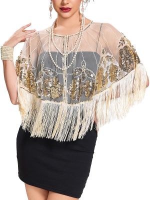 Women's 1920s Shawl Wraps,Sequin Beaded Flapper Evening Shawls for women formal/Party/Wedding/Formal/Harlem night