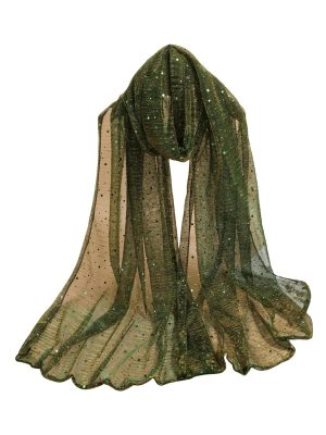 Women's Sequin Bandana Square Scarf Silk Scarves Mesh Shawl and Wrap for Evening Dresses