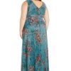 Crinkle Pleated Maxi Dress W/Ruffle Cascade Side