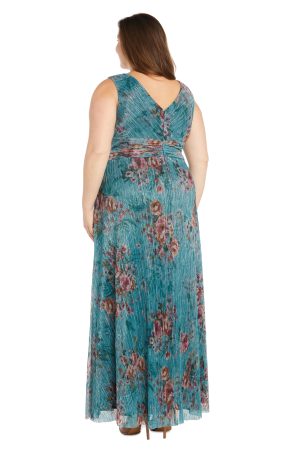 Crinkle Pleated Maxi Dress W/Ruffle Cascade Side