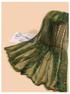 Women's Sequin Bandana Square Scarf Silk Scarves Mesh Shawl and Wrap for Evening Dresses