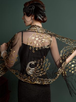 Women's 1920s Long Shawl Wraps,Sequin Flapper Evening Shawls for women formal/Party/Wedding/Formal/Harlem night
