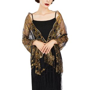 Women's 1920s Long Shawl Wraps,Sequin Flapper Evening Shawls for women formal/Party/Wedding/Formal/Harlem night