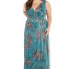 Crinkle Pleated Maxi Dress W/Ruffle Cascade Side