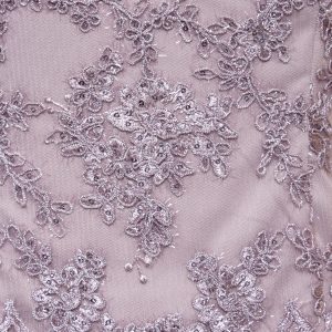 Women's Tea Length Embroidered Bodice Mother of The Bride Gown, Wedding Guest Dress (Petite and Regular Sizes)